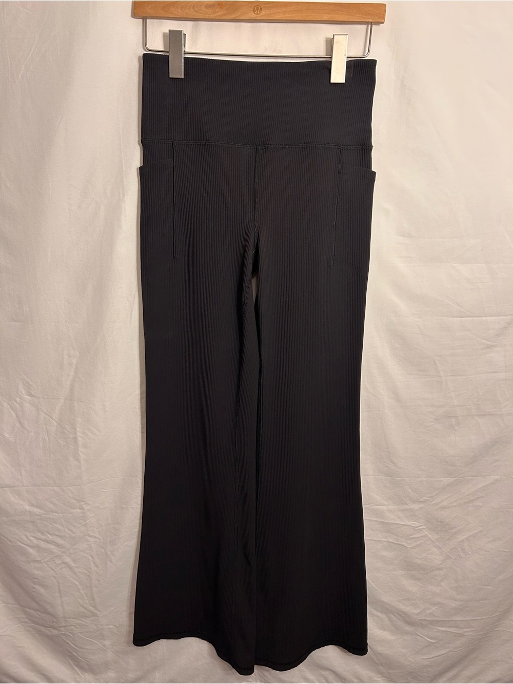 Athleta Black Ribbed High-Waist Wide-Leg Pants